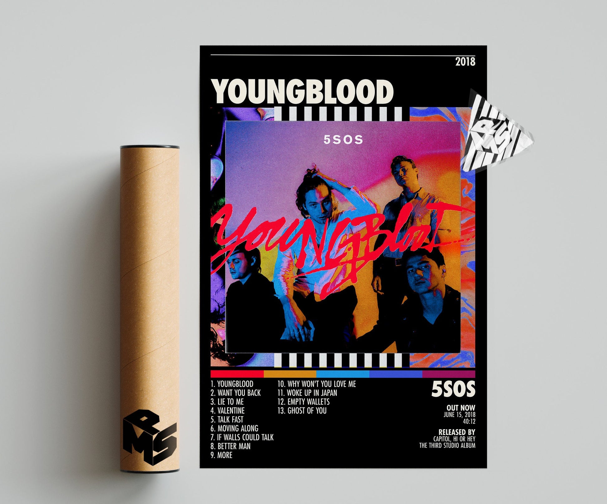 5 Seconds Of Summer Posters , Youngblood Poster, Album Cover Poster, Youngblood Tracklist, Poster Print Wall Art, Custom Poster