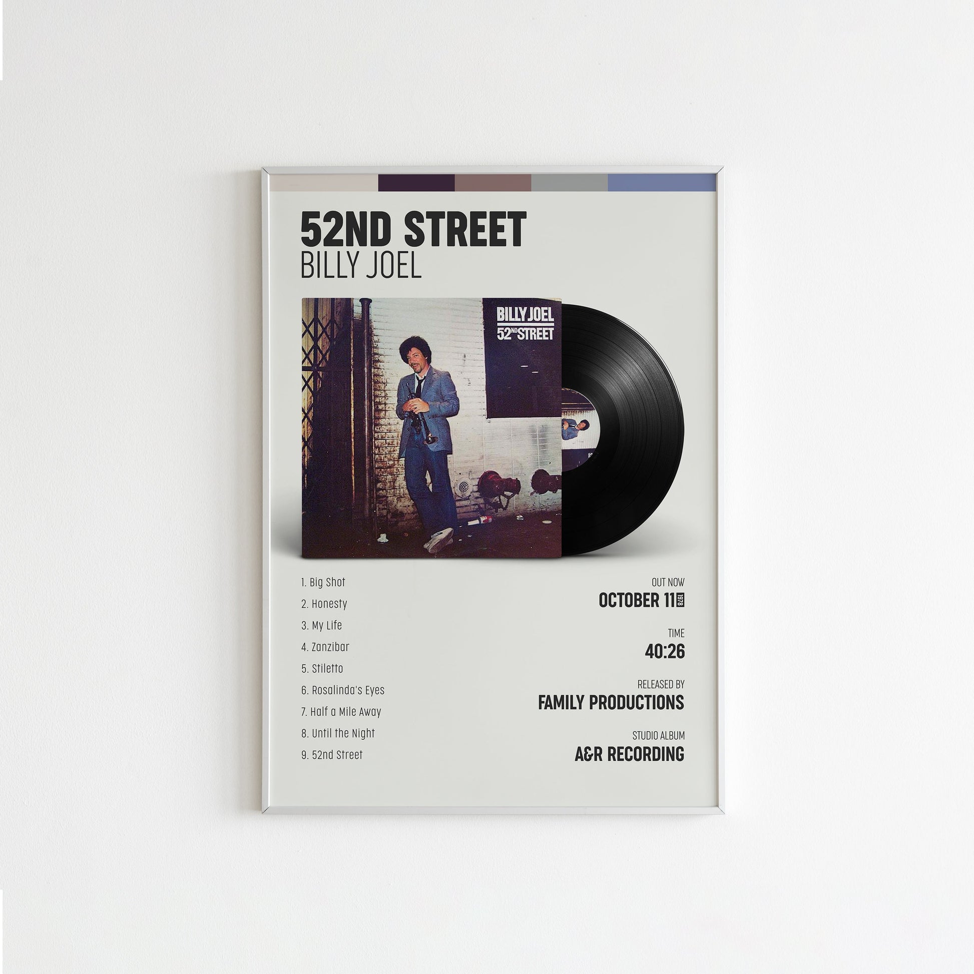52Nd Street Poster, Billy Joel Poster, Album Cover Poster, Home Decor, Music Decor, Music Gift,52Nd Street -Billy Joel