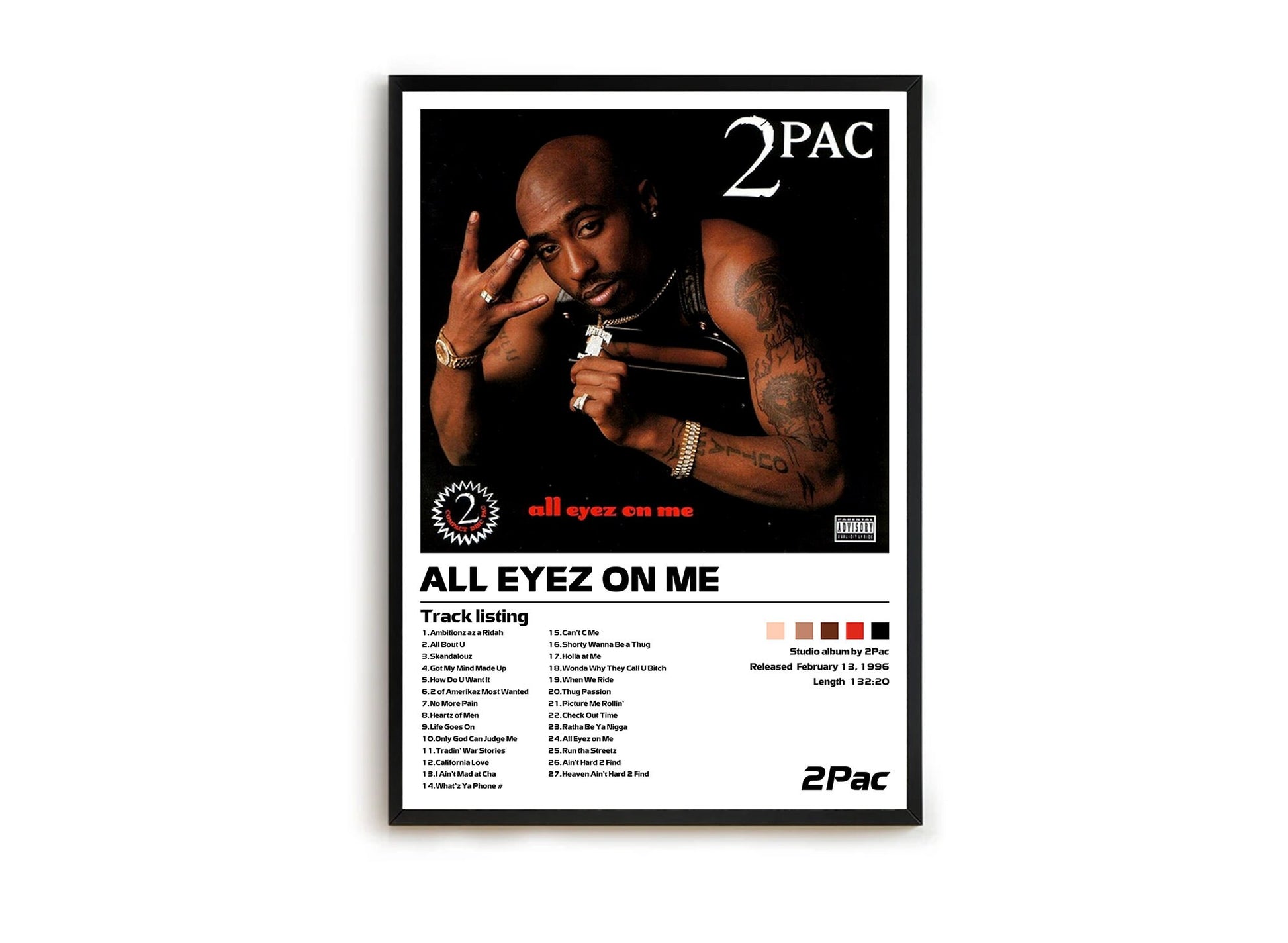 2Pac - All Eyez On Me, Minimalist Album Cover Poster, Music Print, Custom Album Print, Gift For Her