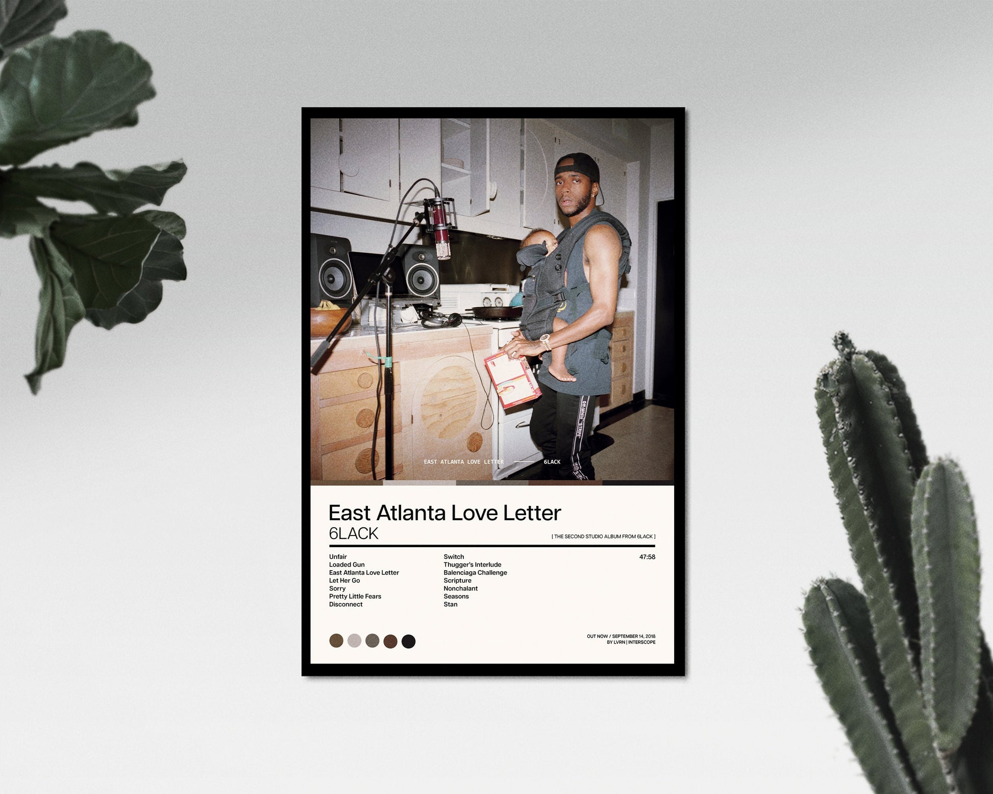 6Lack, East Atlanta Love Letter, Album Art Poster, Home Decor, Wall Art, Tracklist, Unframed