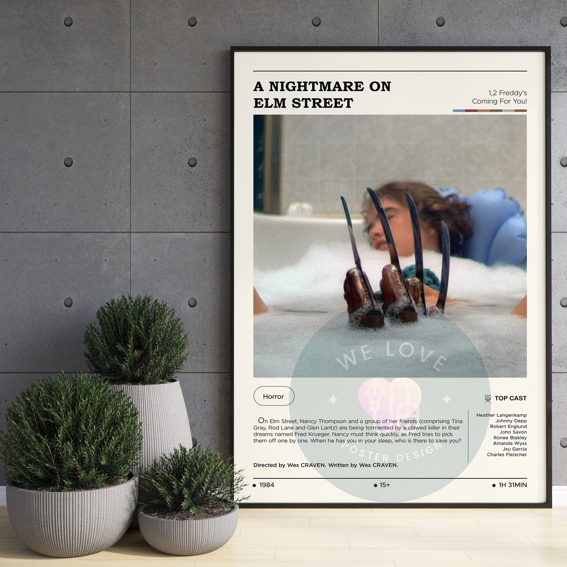 A Nightmare On Elm Street Movie Poster, A Nightmare On Elm Street Poster, Modern Art Print, Wall Art, Aesthetic Room Decor
