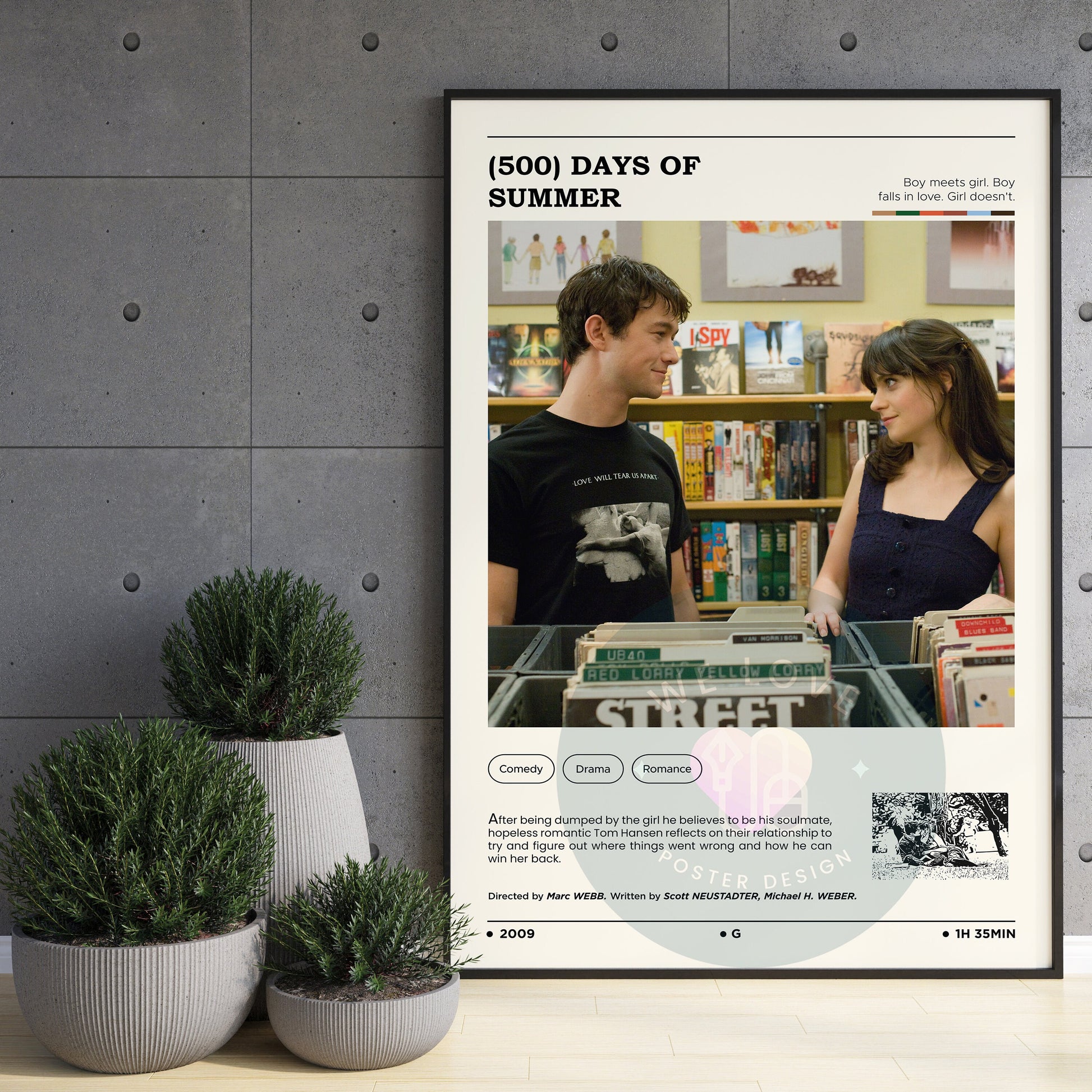 500 Days Of Summer Movie Poster, 500 Days Of Summer Poster, Modern Art Print, Wall Art, Aesthetic Room Decor