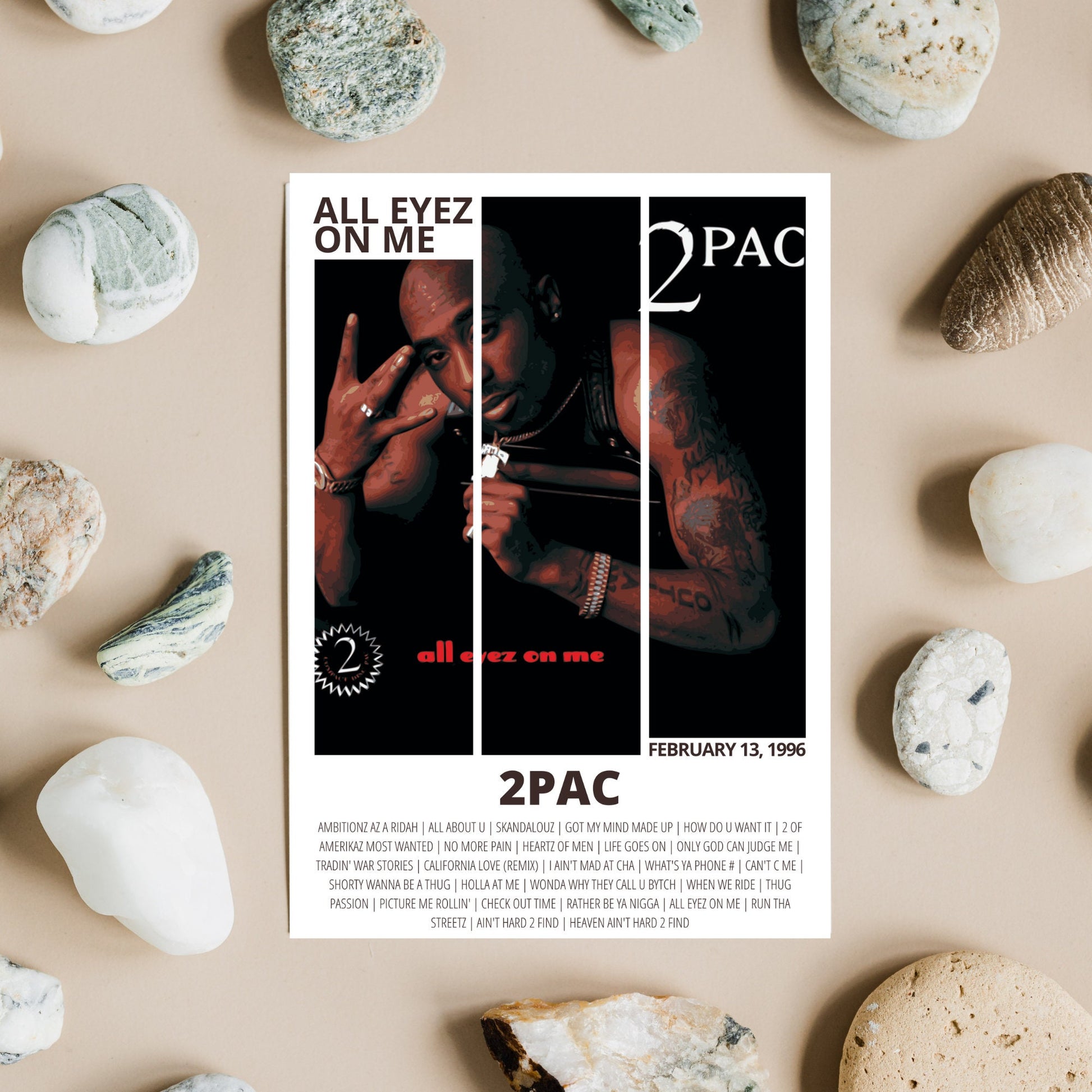 2Pac Poster, All Eyez On Me, Album Cover, Music Poster, Music Prints, Wall Art