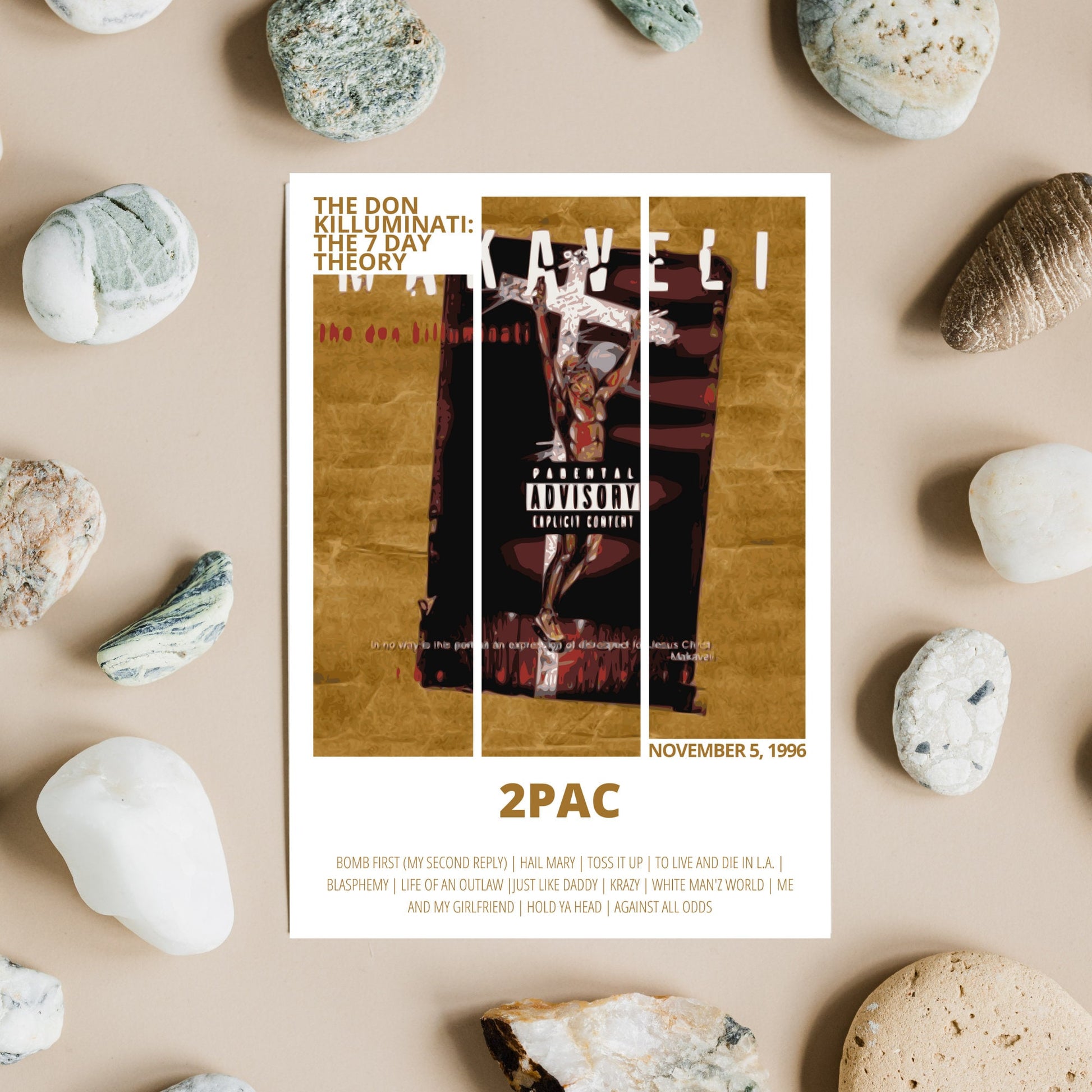 2Pac Poster, The Don Killuminati: The 7 Day Theory, Album Cover, Music Poster, Music Prints, Wall Art