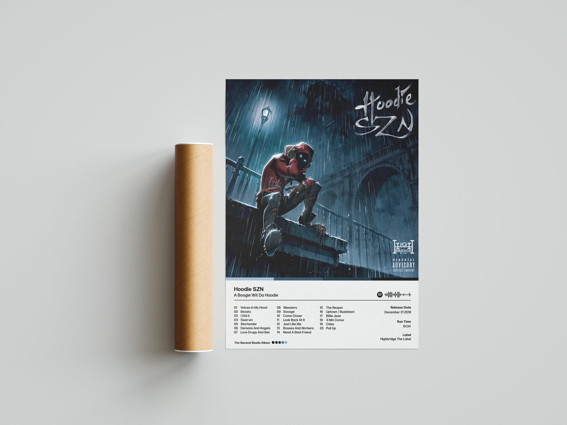 A Boogie Wit Da Hoodie 'Hoodie Szn' Album Poster, Custom Album Tracklist Poster