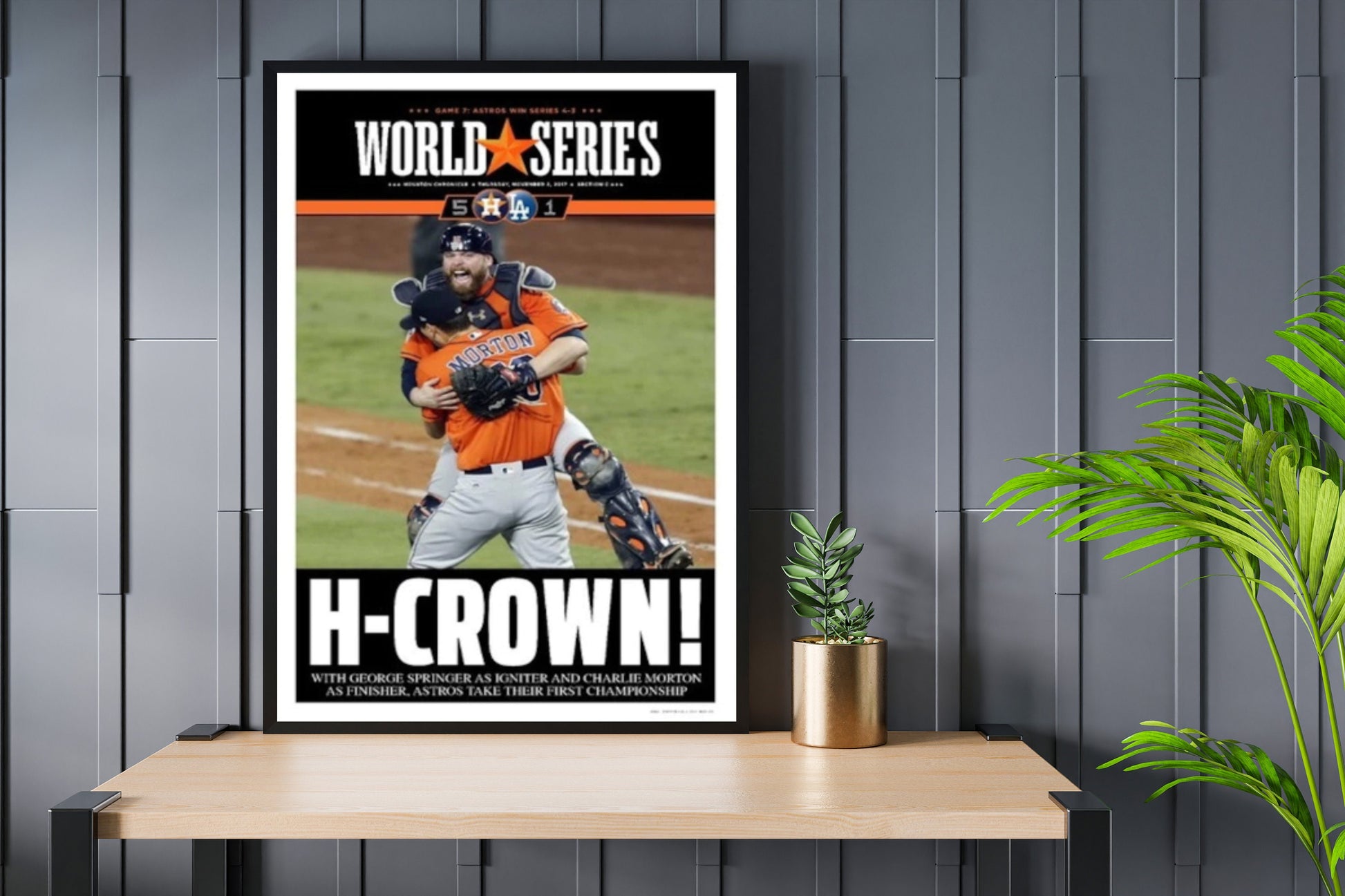 2017 Houston-Astros “Hcrown” Worldseries Newspaper Print, Baseball Gift, Sport Wall Print, Xmas Gift, Baseball Decor Print, Baseball Art