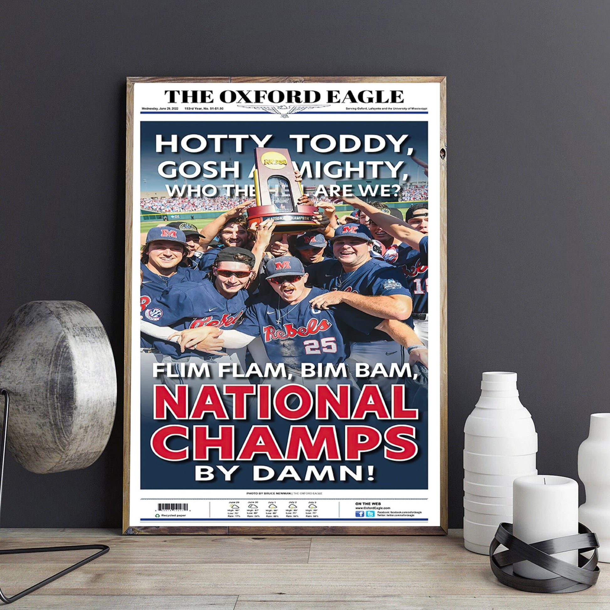 2022 Ole Newspaper Newspaper, Baseball Sport Print, World Series Baseball Champions Poster, Sport Front Page Newspaper, University Print