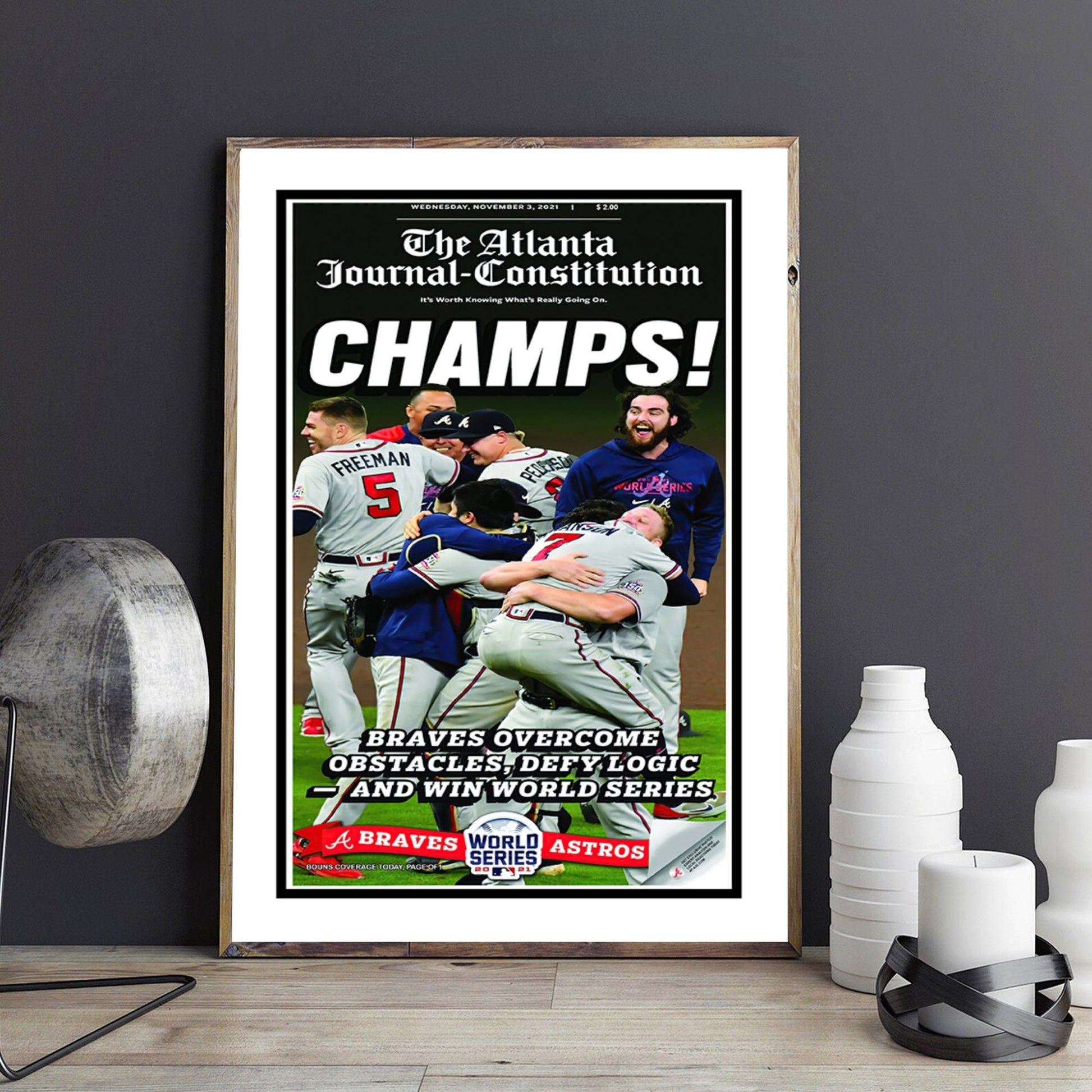 2021 Atlanta Worth The Wait Newspaper Print, Baseball Champions Print, World Series Original Poster, Baseball Newspaper Edition Print