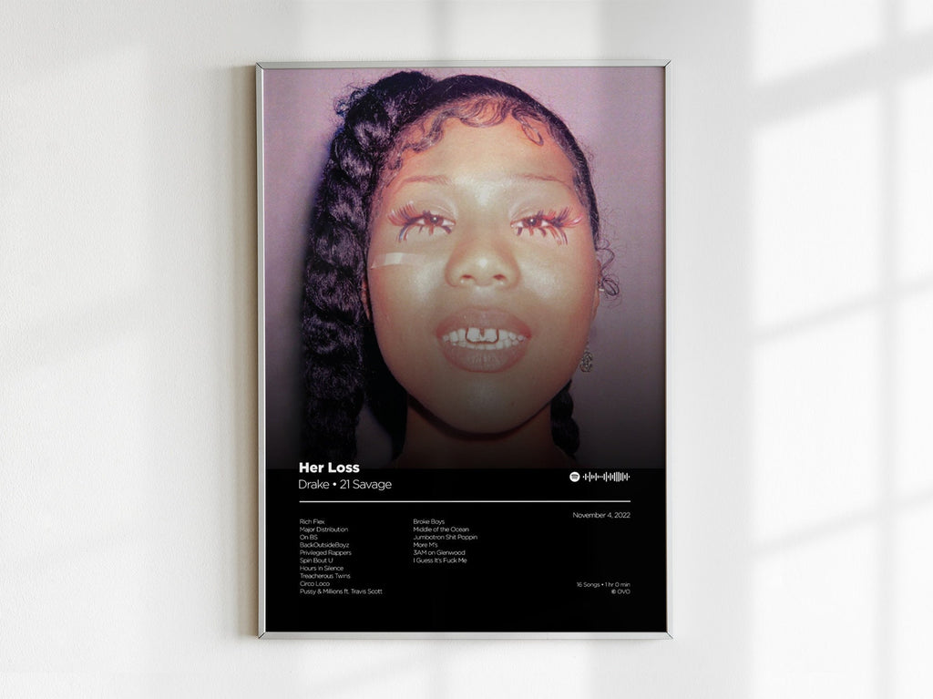 21 Savage & Drake, Her Loss, Album Tracklist, Poster Print, Minimal, Wall Art, Apartment Posters