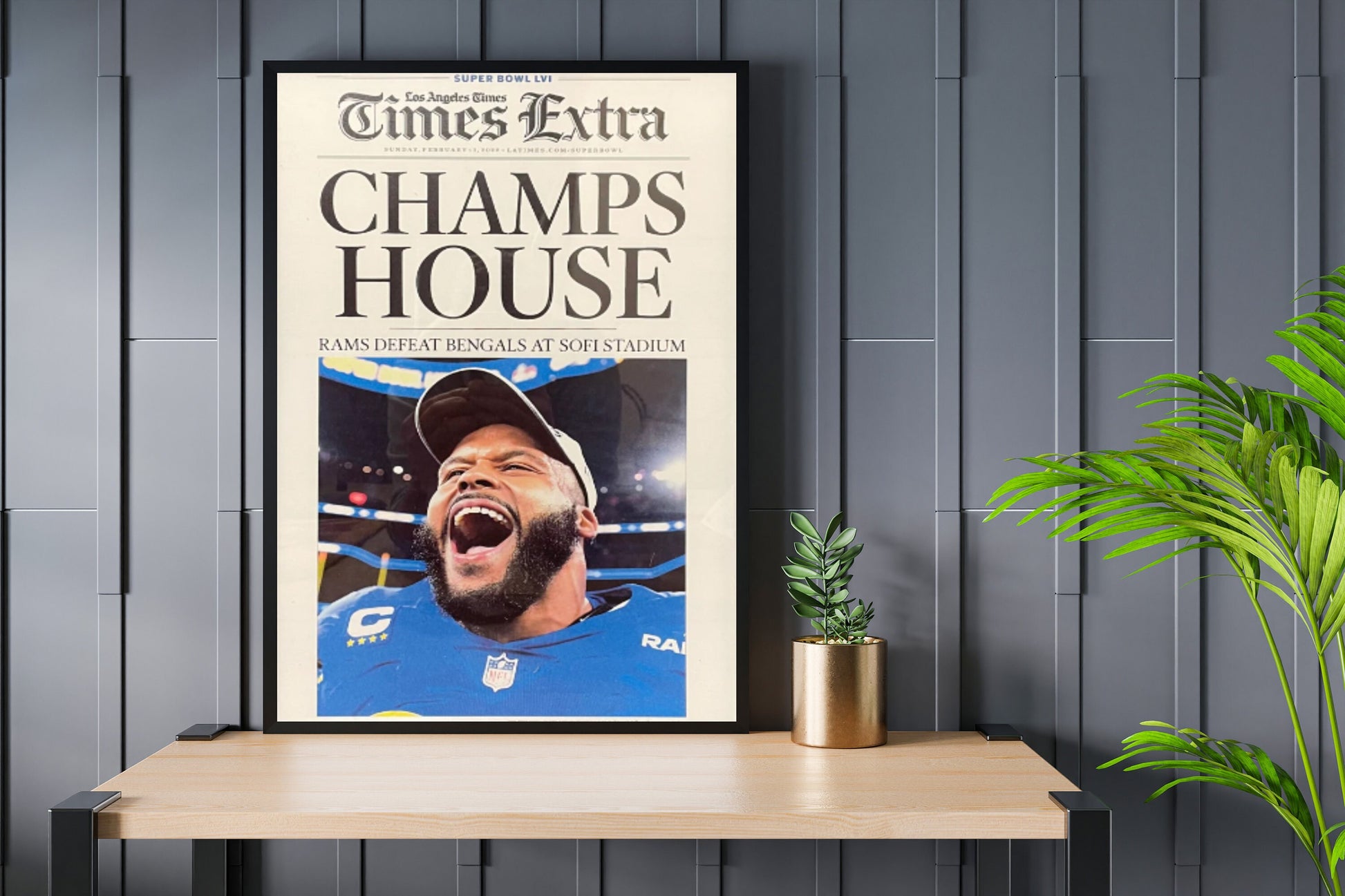 2022 La “Champ House” Super-Bowl L-V-I Champion Newspaper Print, Sport Wall Print, Xmas Gift For Him, Baseball Decor Print, Xmas Gift