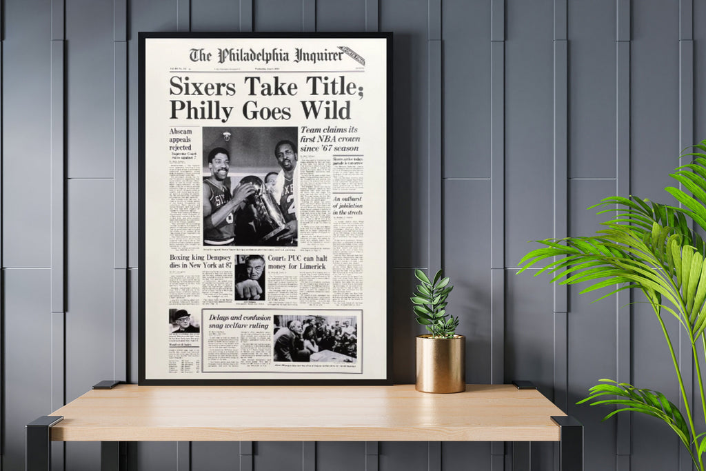 1983 Philadelphia 76Ers N B A Newspaper Print, Baseball Gift, Sport Wall Print, Xmas Gift For Him, Baseball Decor Print, Baseball Room Art