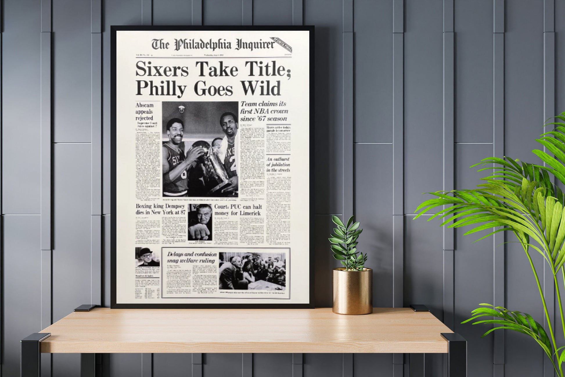 1983 Philadelphia 76Ers N B A Newspaper Print, Baseball Gift, Sport Wall Print, Xmas Gift For Him, Baseball Decor Print, Baseball Room Art