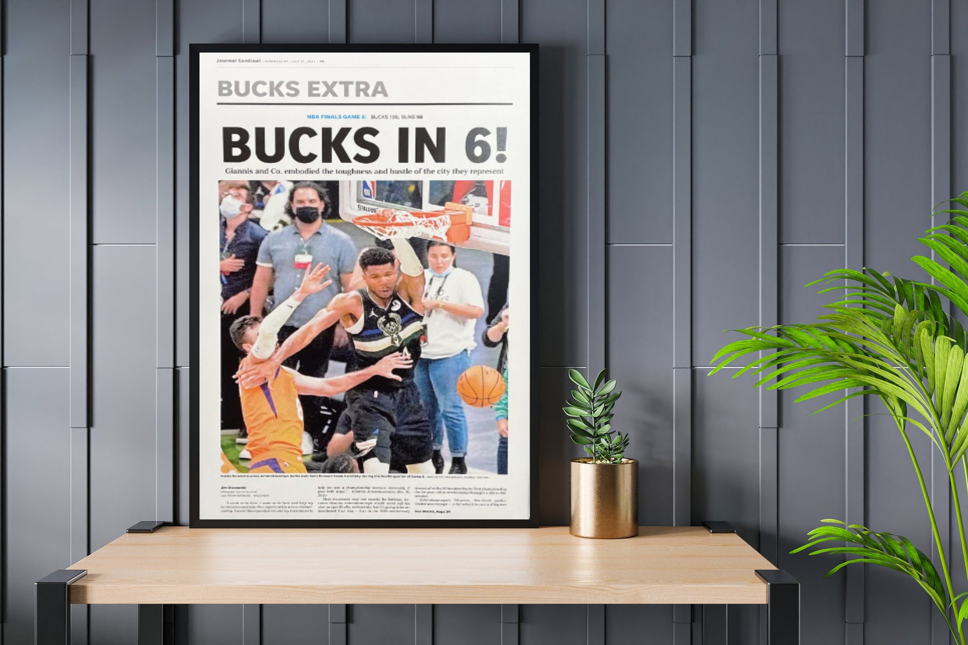 2021 Milwaukeebucks “Bucks In Six” N-B-A Championship Art, Basketball Fan Gift, Sport Wall Print, Xmas Gift For Him,Basketball Decor Print
