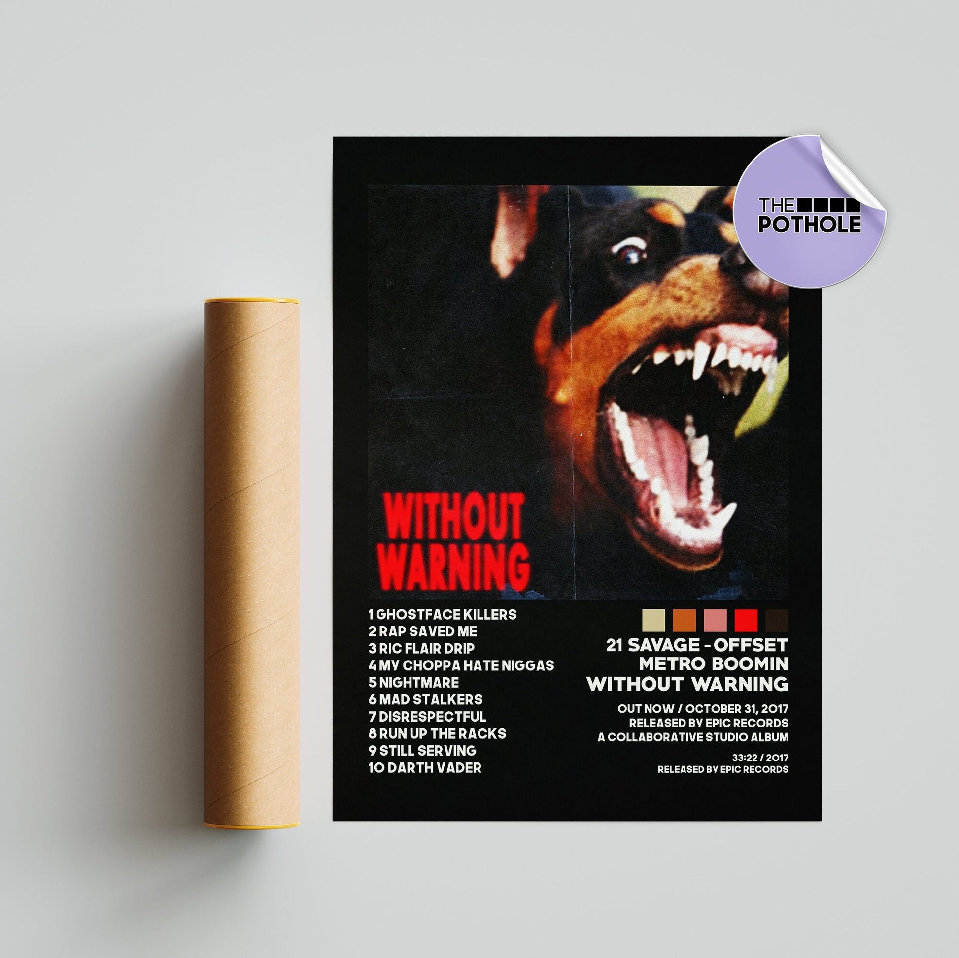 21 Savage, Offset, Metro Boomin Poster, Without Warning Poster, Album Cover Wall Art, Poster, Home Decor, Blck