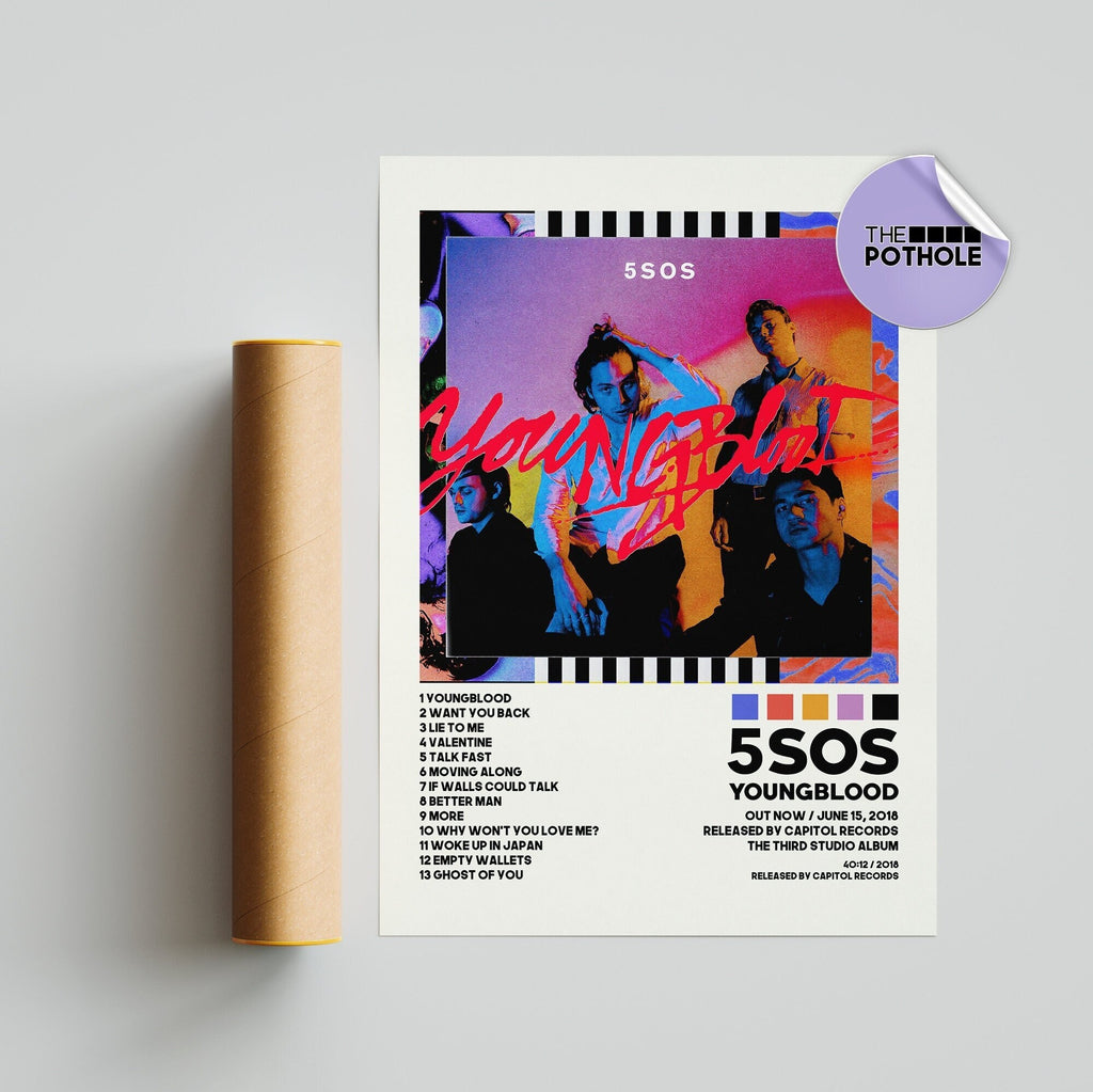 5 Seconds Of Summer Posters, Youngblood Poster, Album Cover Poster, Wall Art, Custom Poster, Youngblood, Tpwk, 5Sos, Calm