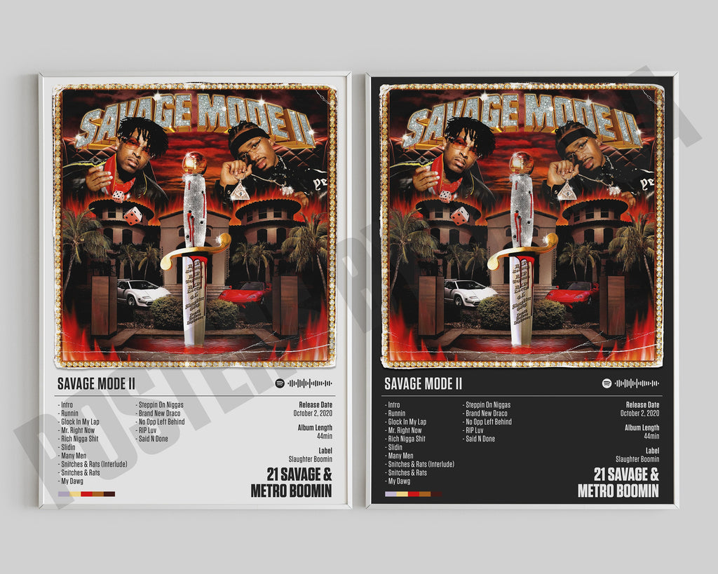 21 Savage Poster, Savage Mode Ii Poster, 21 Savage Savage Mode Ii Tracklist, Album Cover Poster, Custom Poster, 21 Savage Savage Mode Ii